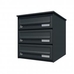 Bank of 3 wall mounted letterboxes - Anthracite grey