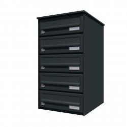 Bank of 5 wall mounted letterboxes - Anthracite grey