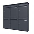 Bank of 6 wall mounted vertical letterboxes - Anthracite grey