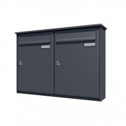 Bank of 2 wall mounted vertical letterboxes - Anthracite grey